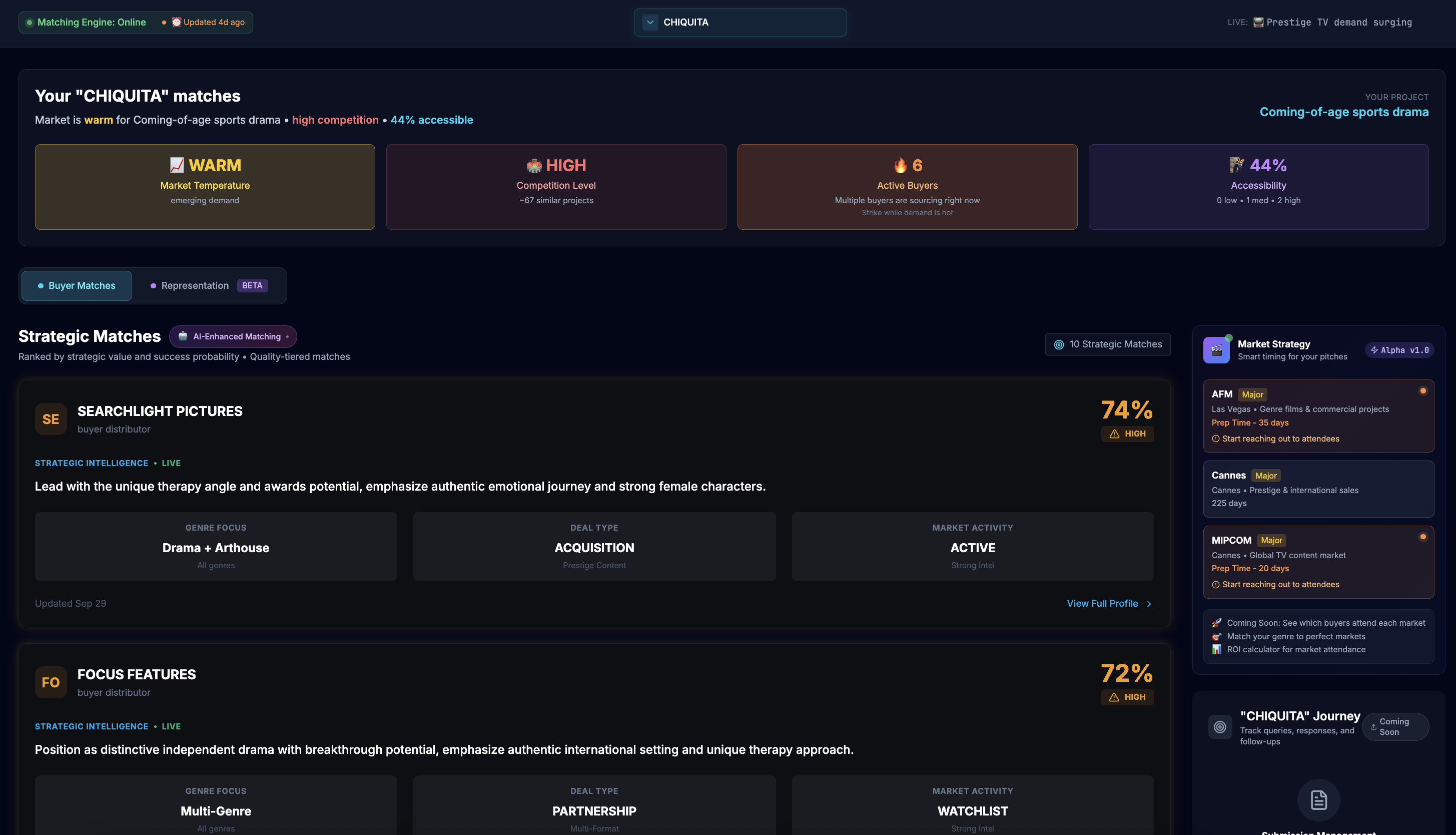 ScriptMatch My Matches Dashboard